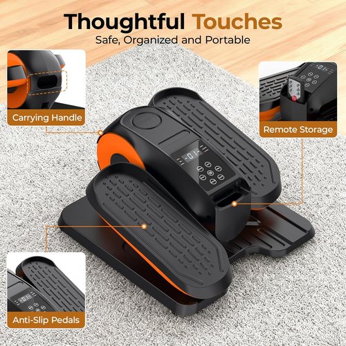 HTM Under Desk Elliptical Machine - Portable Electric Exerciser for Seniors | 12 Speeds with Remote Control