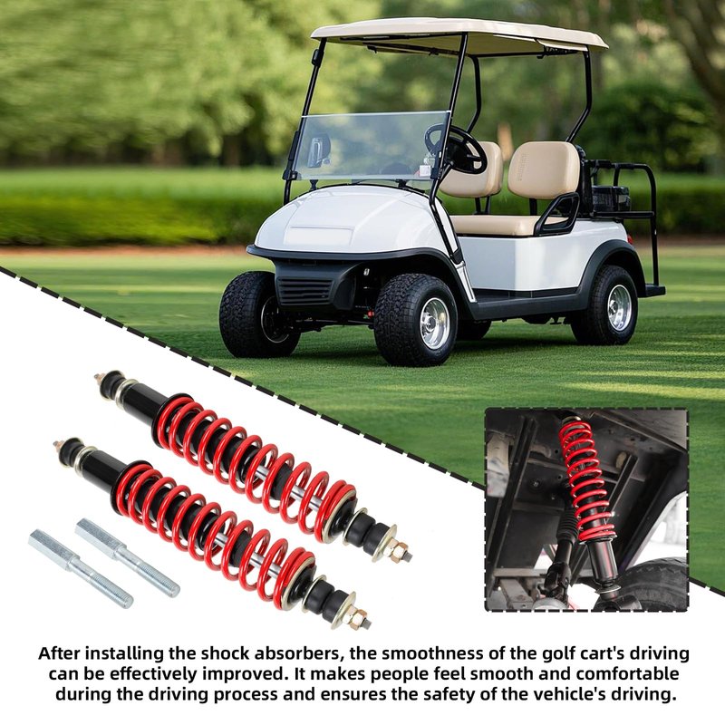 Roykaw Golf Cart Shocks Compatible with EZGO TXT & Medalist Gas & Electric Since 1994, TXT Shock Absorbers with Coil Over & Extenders, OEM # 70630-G01, 70928-G01, 76418-G01, 2PCS, Red