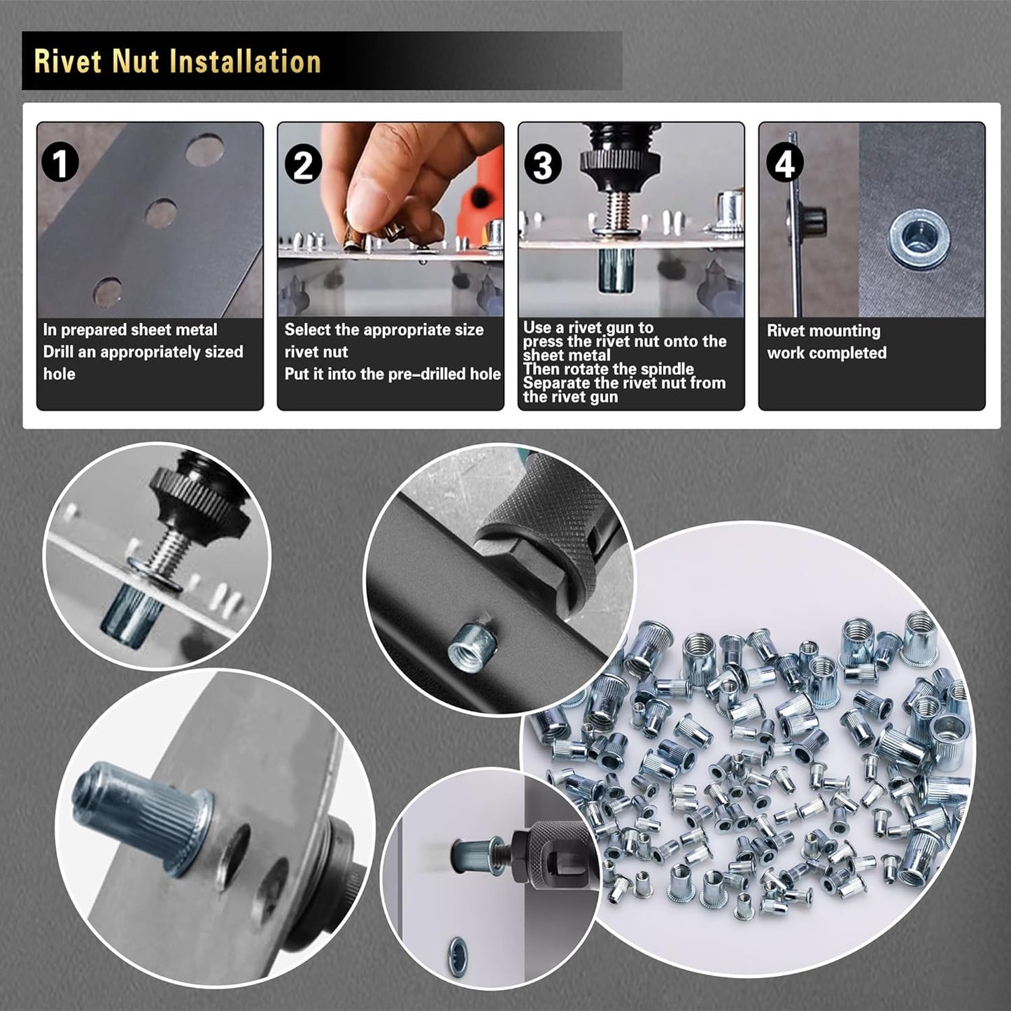 430-Piece Metric Rivet Nut Tool Kit - M8/M6/M5/M4/M3 for Automotive, Furniture & Industrial Use