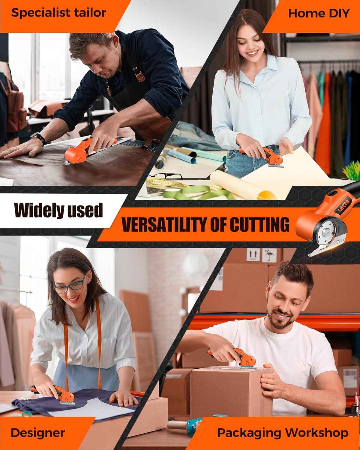 Rechargeable Electric Cardboard Cutter Scissors with LED Light & Tungsten Steel Blade