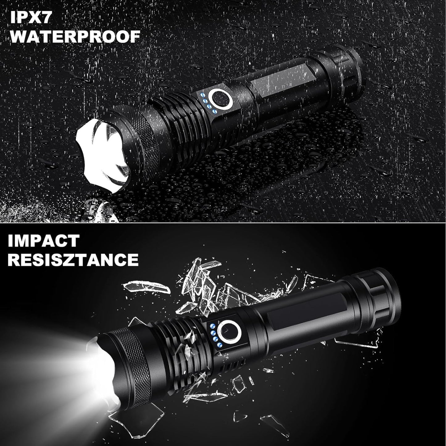 High Lumens 90,000LM Rechargeable LED Flashlights - 3 Pack, 5 Modes, Waterproof for Home & Camping