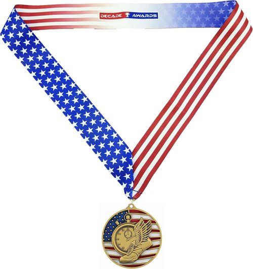 Decade Awards Patriotic Track & Field Medal - Gold, Silver, Bronze | Stars & Stripes Ribbon | 2.75 Inch