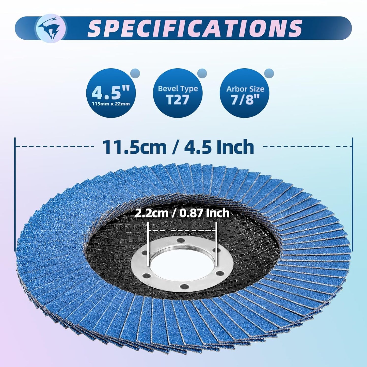 4.5-Inch Flap Discs - 50 Pack Zirconia Sanding Discs for Angle Grinder, T27, Grits 40-120
