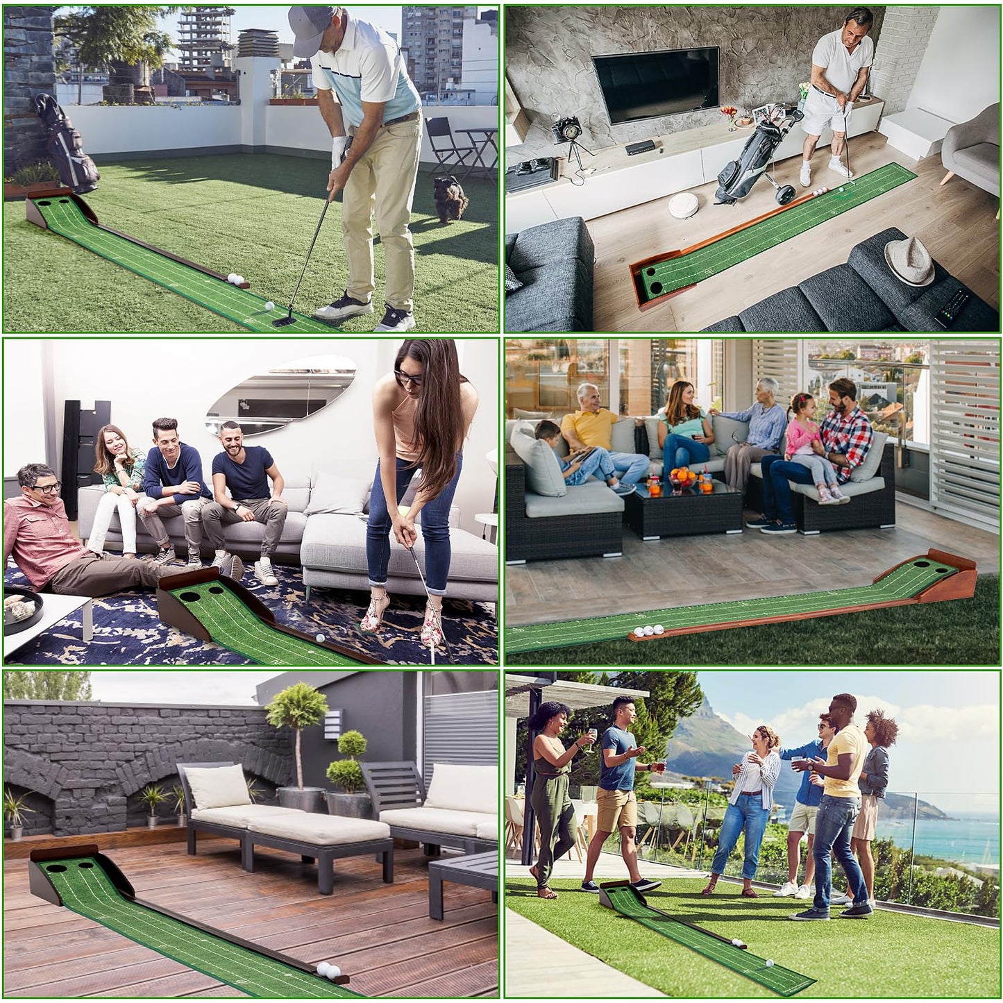 Eleko Meyar Golf Putting Mat, Portable Indoor Putting Green, Includes Putting Practice Ball, Wrinkle-Free Mat, Solid Wood Construction – Suitable for Office, Living Room,Outdoor, Golf Gifts