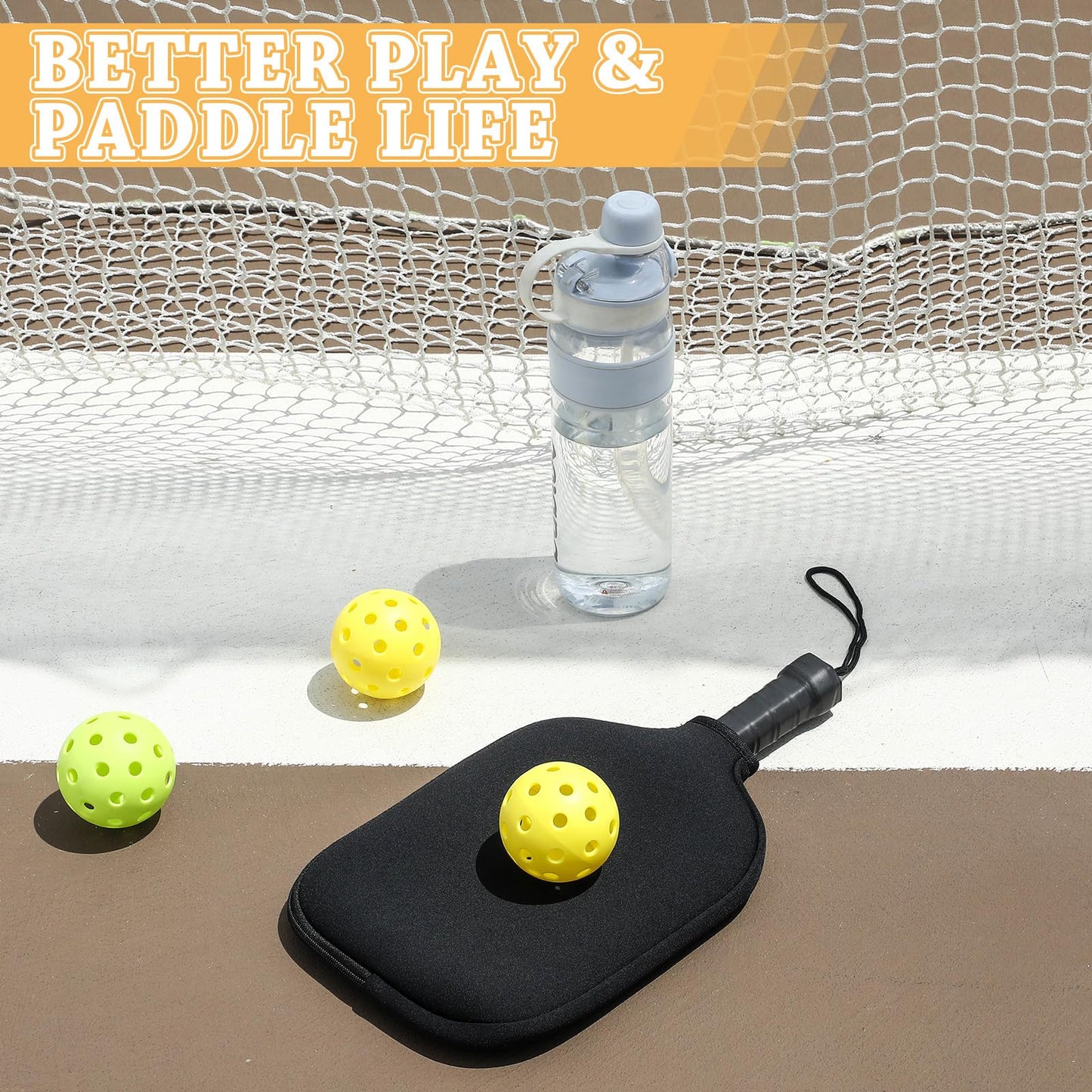 VioraWhite Paddle Cover Compatible with Pickleball Dink Ball Racket Neoprene Cover Universal Accessory Durable Dink Ball Protective Accessory(4 Pcs)