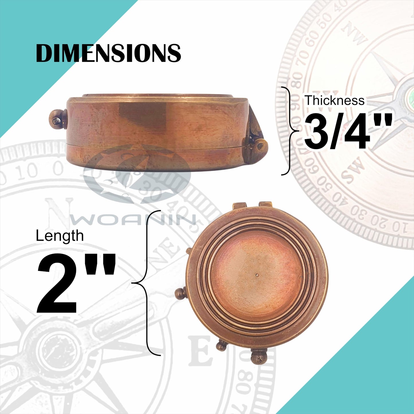 Engraved Brass Compass- Personalized Sundial Compass, Viking Compass Gift to Her, Nautical Gift for Boyfriend Perfect and Unique Gift with Leather Case
