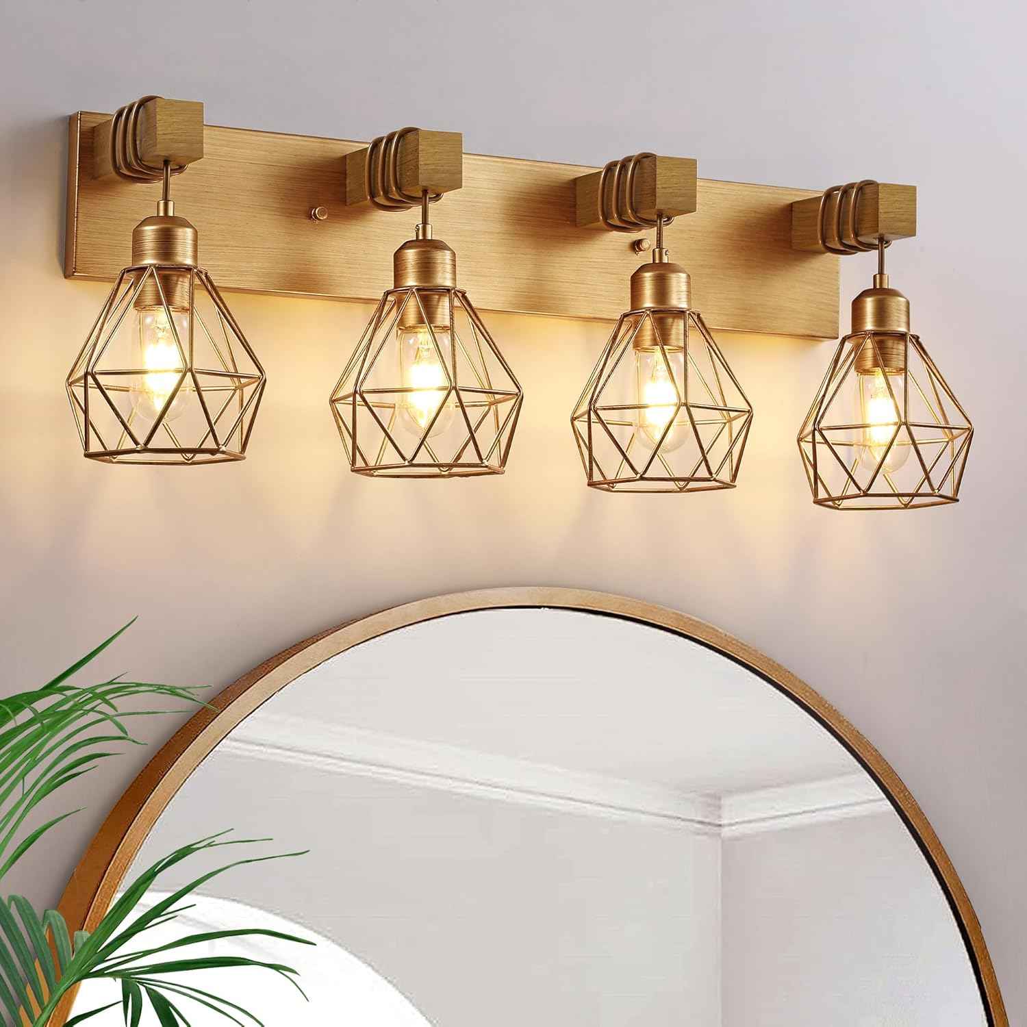 Farmhouse 3-Light Bathroom Vanity Light Fixture - Rustic White Wood Sconces for Mirror
