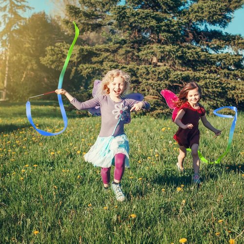Cikyner Gymnastics Ribbon - 2 Pack Colorful Dance Bands with Sticks | Perfect for Kids' Parties & Games