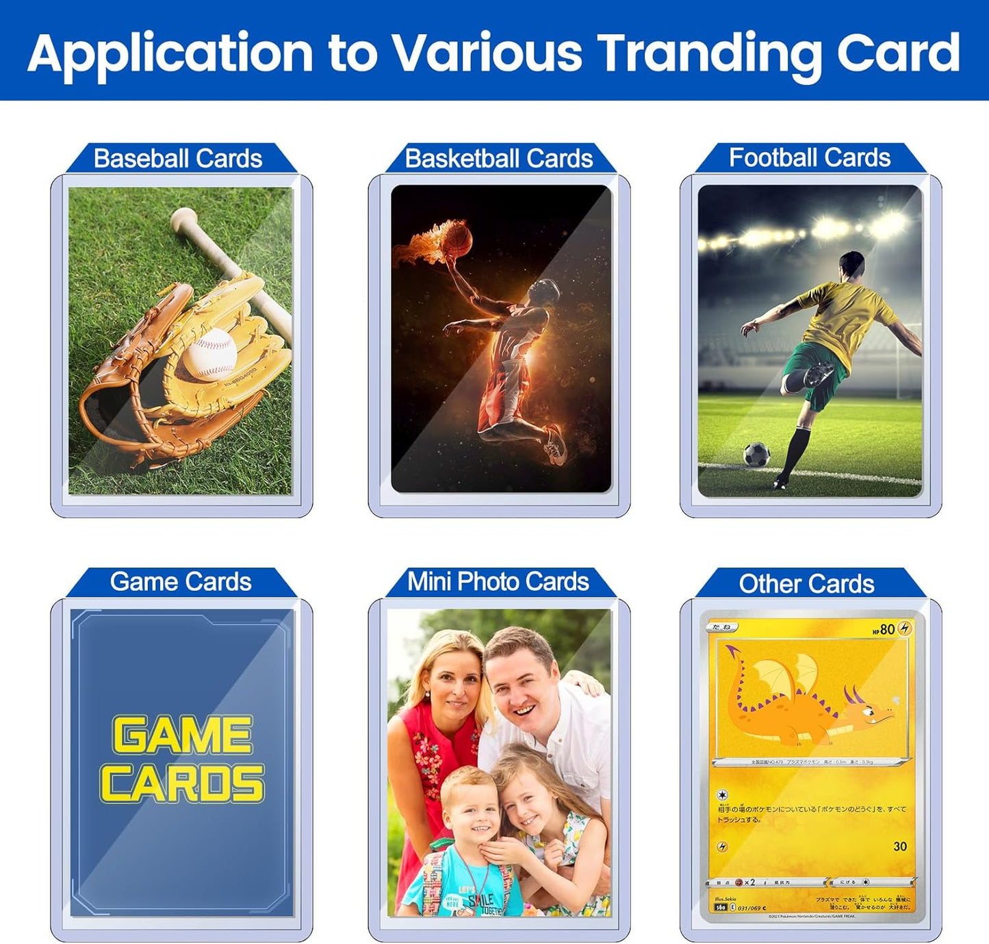 Sooez 35PT Card Sleeves - Rigid Hard Plastic Holder for Baseball & Trading Cards | 3" x 4" Size