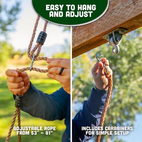 Acorn Adventures Toddler Swing Seat - Weather-Resistant Baby Bucket Swing for Outdoor Use | Adjustable Ropes, Green