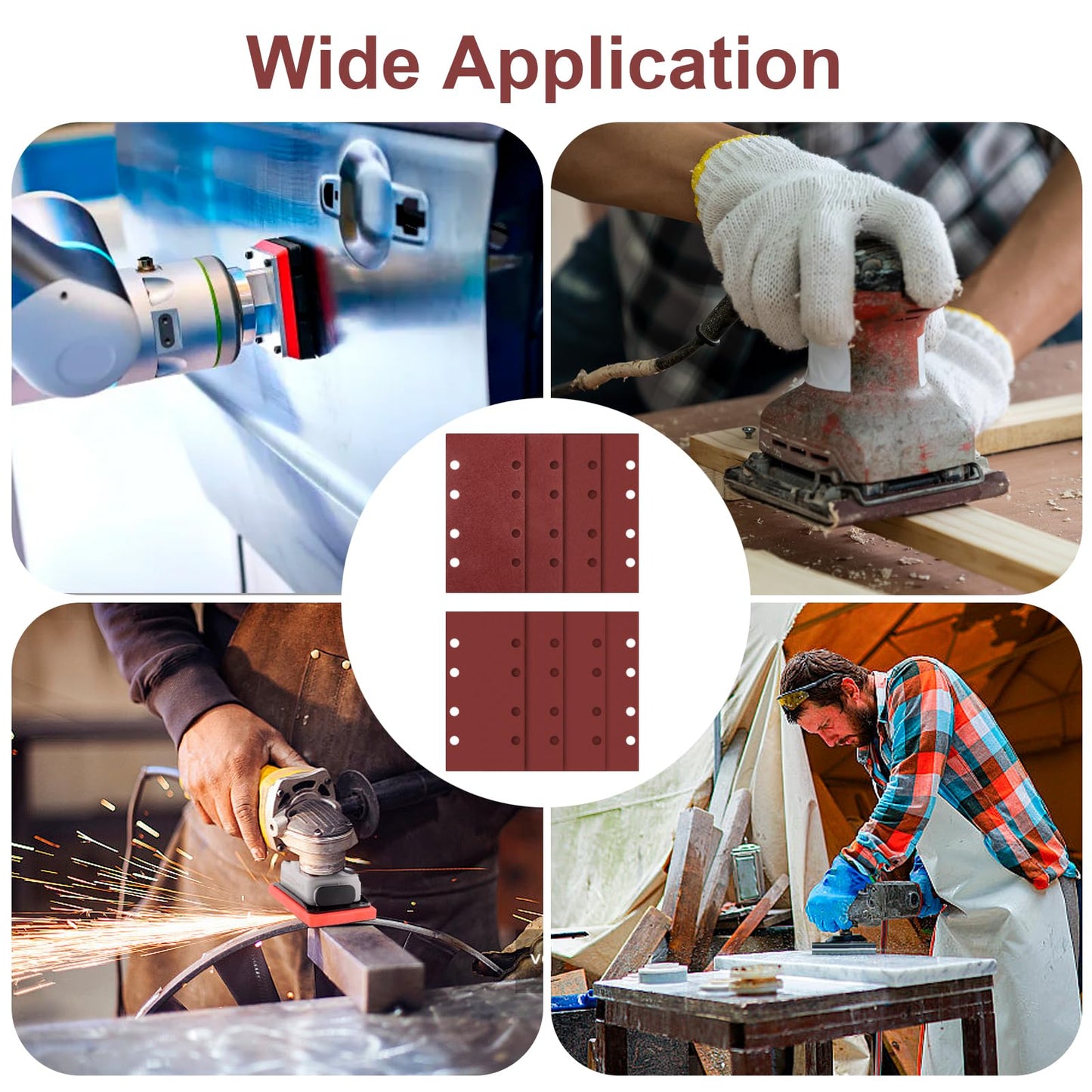 Sand Paper Sheets 40 PCS, 8 Holes Hook & Loop Sandpaper Sanding Sheet Assorted for 1/3 Sheet Sander, 60/80/120/180/320/600/800/1000 Grits Sandpaper for Wood Metal Crafts Plaster and Other Surfaces