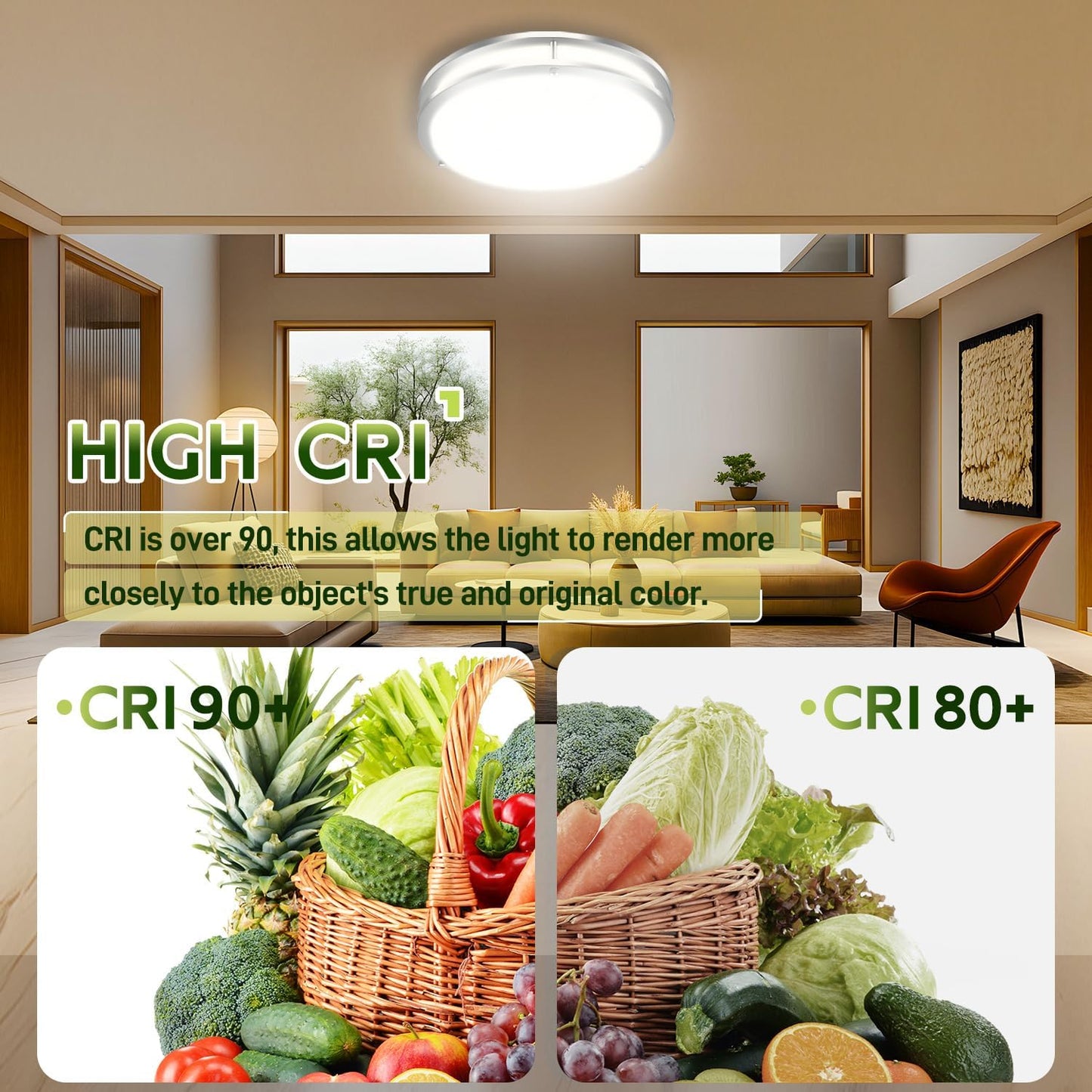 Adjustable 13-Inch Gold LED Flush Mount Ceiling Light Fixture - Dimmable 2700K-5000K for Hallway, Bathroom & Kitchen (2-Pack)