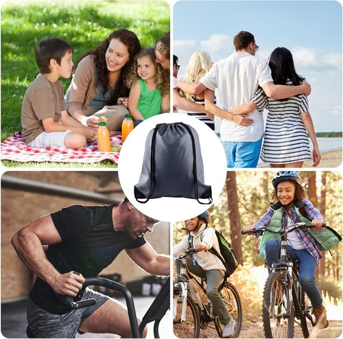 KUUQA Drawstring Bags - 25Pcs Gray String Backpacks for Gym, Sports & Travel