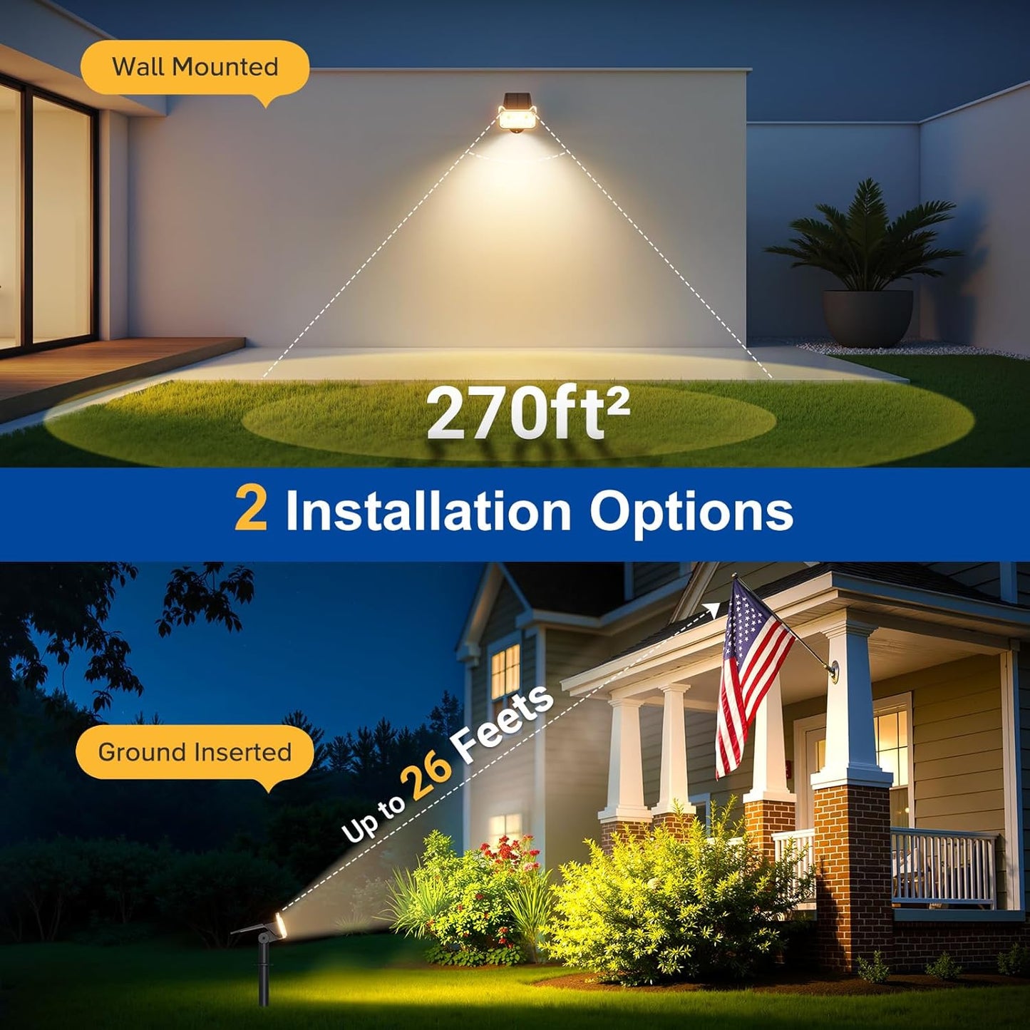 6 Pack Solar Spot Lights Outdoor - Waterproof LED Landscape Lighting, Auto ON/OFF, 135° Adjustable for Garden, Pathway & Tree Decor