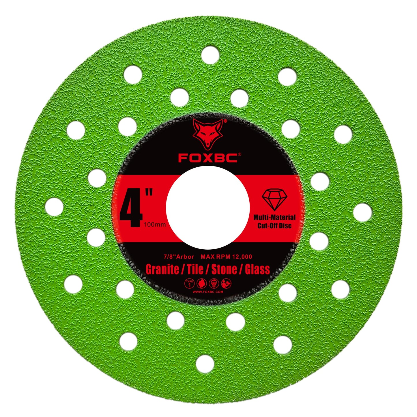 FOXBC 4 inch Diamond Saw Blades Cut Off & Grinding Disc, Multi-Material for Angle Grinder, for Rock Slab, Granite, Marble, Tile, Stone, Glass, 7/8" Arbor - 3 Pack