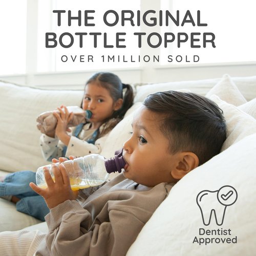 Kiddikap Original Water Bottle Topper for Toddlers – 100% Silicone Sippy Top Spout with Protective Cap makes the Bottle Top a Spill Proof Lid for Kids and Adults - 3 Pack - Jewel