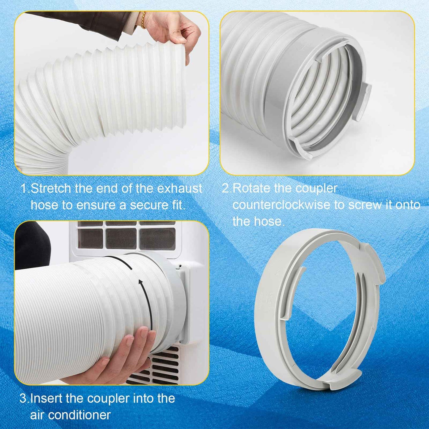 Portable Air Conditioner Hose Kit AC Hose with Adapter 5.9" Dia 59" Length Flexible Exhaust Hose and AC Unit Tube Connector for Portable Air Conditioner Vent