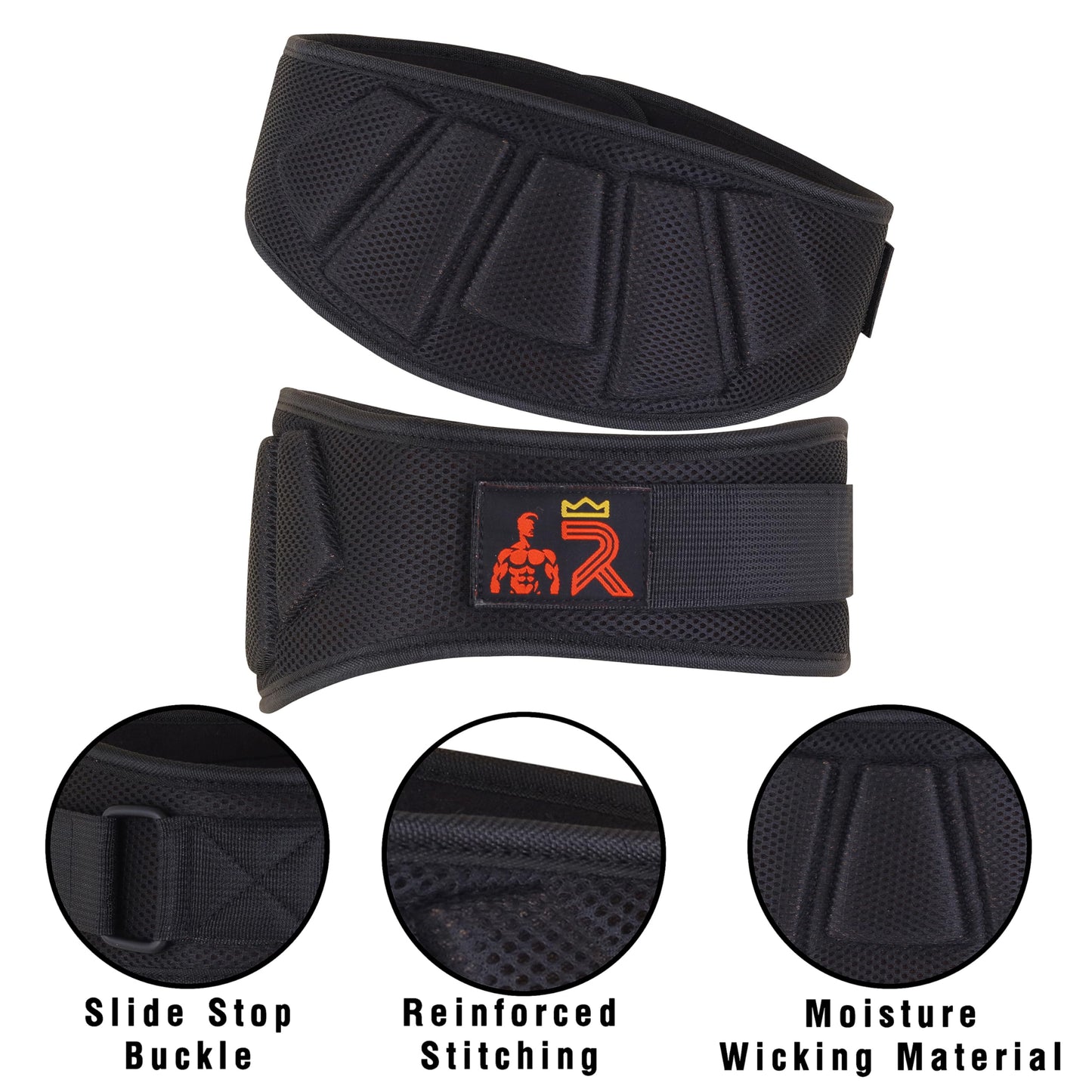 Workout Back Support for Lifting, Cross Training and Powerlifitng, Weightlifting Belt For Men and Women 6" Inch Auto-Lock Weight Lifting Back Support, Fitness Belt (BLACK, Medium)