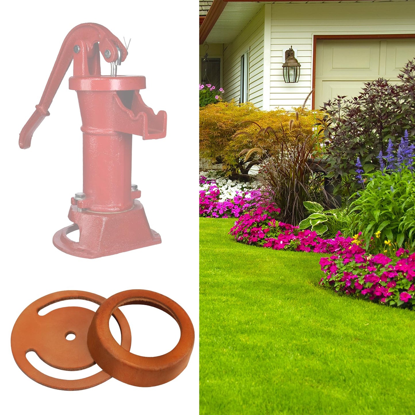 LVACODV Pitcher Pump Well Kit with No.2 Pitcher Pump Replacement Parts - Includes Lower Valve Leathers and Leather Cups for Hand Well Pump - Pitcher Pump Parts for Repair and Maintenance.