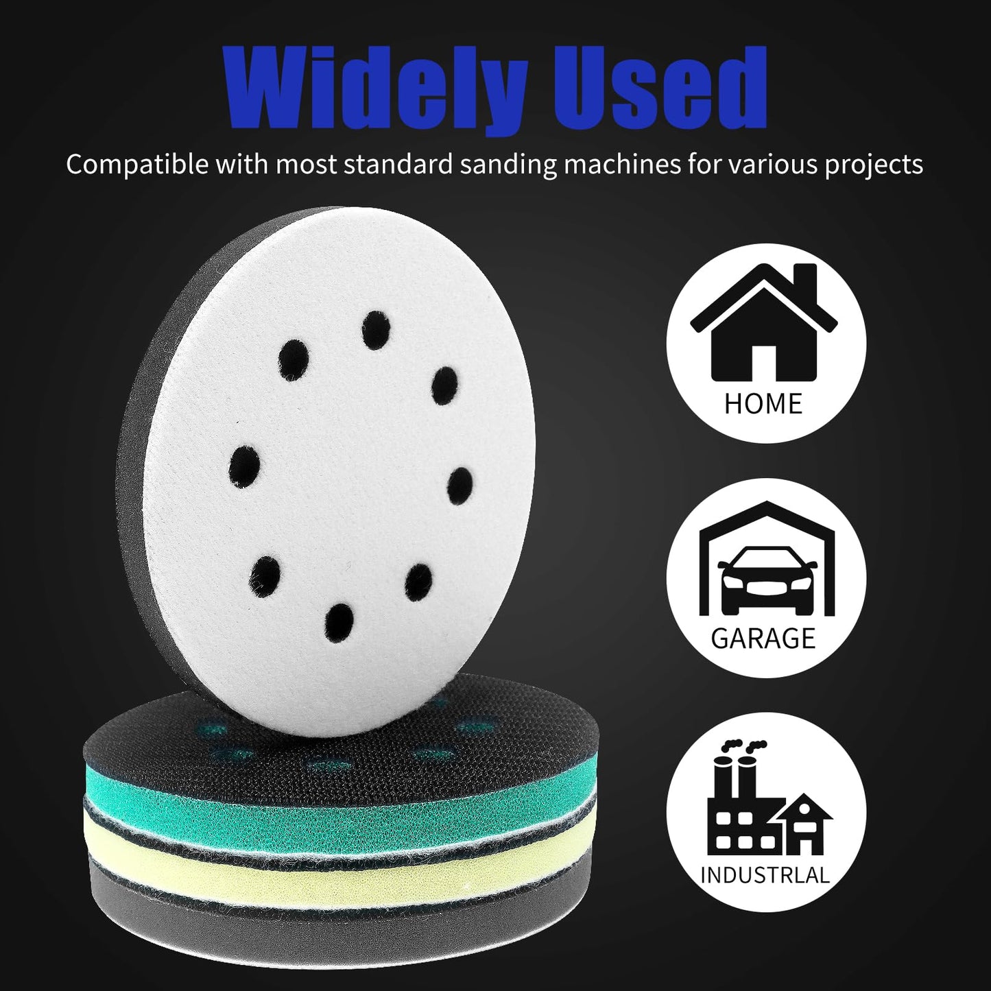 4 Pack Upgraded Foam Sanding Pads for Orbital Sander, 5 Inch 8 Holes Orbital Sander Surfprep Foam Pad, Hook and Loop Soft Density Interface Pads with Soft & Hard Cushion Sponge Buffer by Elechiakan