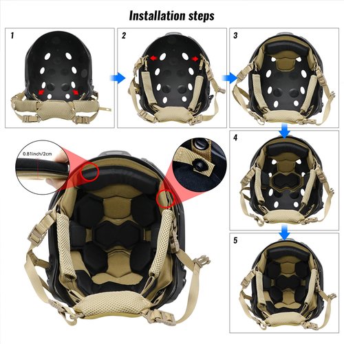 Yzpacc Tactical Helmet Pads and Helmet Chin Strap Replacement Adjustable for Tactical Fast MICH ACH Bump FMA EXF Helmet Replacement Accessories Kit