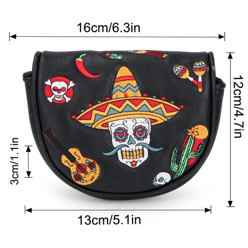 Golf Mallet Putter, Sugar Skull Magnetic Closure Premium Leather Golf Club Head Covers Fits for Golf OZ1 MEZZ 1 MEZZ1 MAX Putter