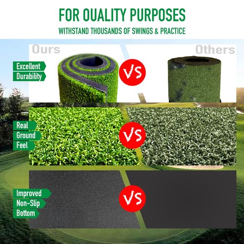 Golf Mat, 31MM 5x4ft Dense Elite Golf Hitting Mats Practice with 9 Balls, 9 Tees, PE Grass Heavy Duty Artificial Hitting Training Matt for Backyard Driving Chipping Indoor Outdoor Simulators