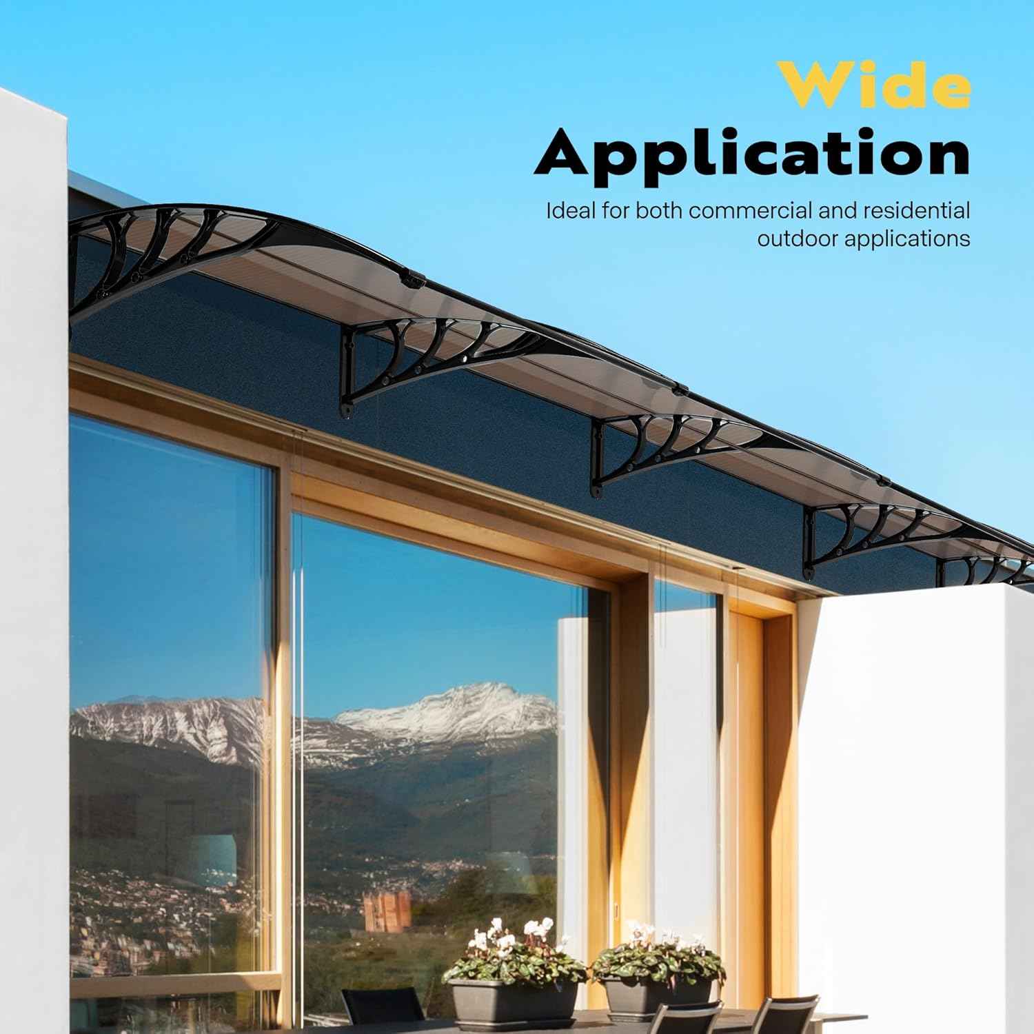 40-Inch VIVOHOME Polycarbonate Window Door Awning Canopy - Brown with Black Bracket