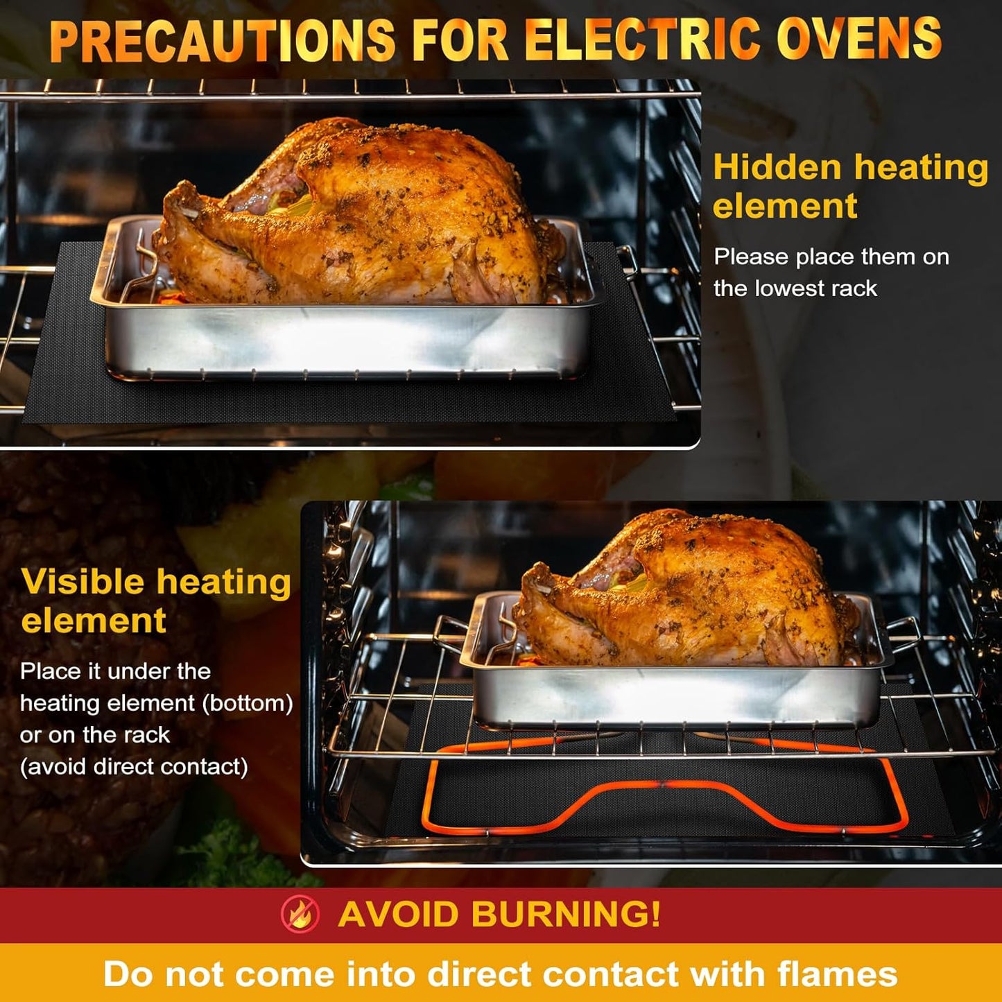Skiennix Oven Liners - 2 Pack Heavy Duty Non-Stick Mats | Reusable & Heat Resistant, 17"x25", BPA/PFOA Free