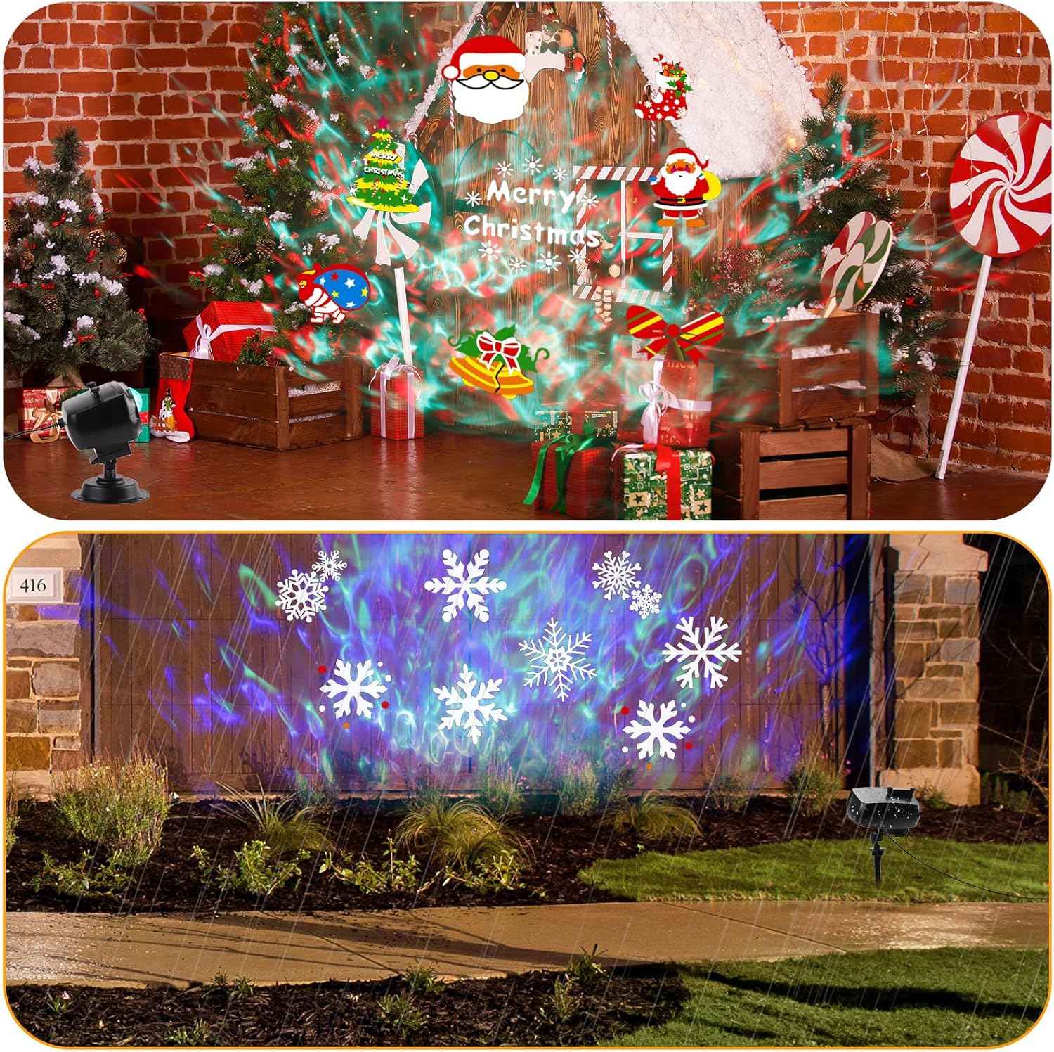 Halloween & Christmas Outdoor Projector Lights with 14 HD Slides & Remote - Waterproof Holiday Decor for Yard & Garden