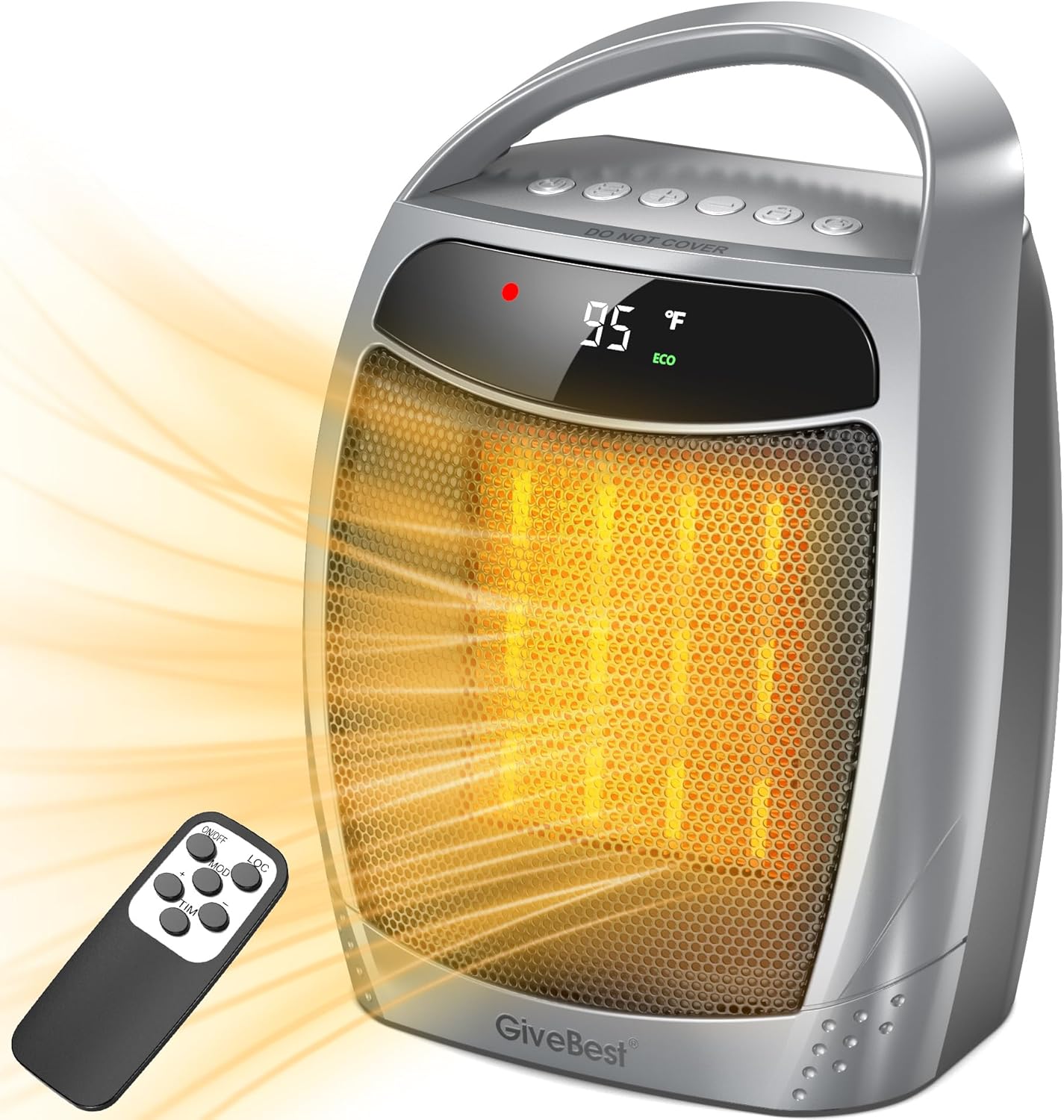 1500W Electric Space Heater with Remote - Portable PTC Ceramic Heater for Home & Office