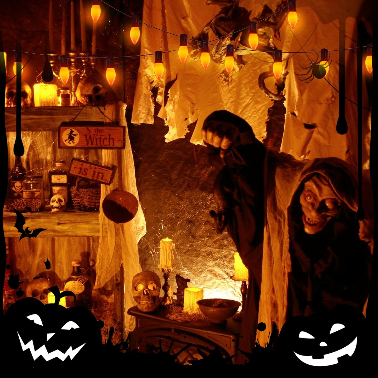 25 Pack C9 Orange Halloween Replacement Bulbs, LED Orange Night Lights for Halloween Christmas Outdoor Indoor Patio String Lights, C9/E17 Candelabra Base, 0.6 Watt