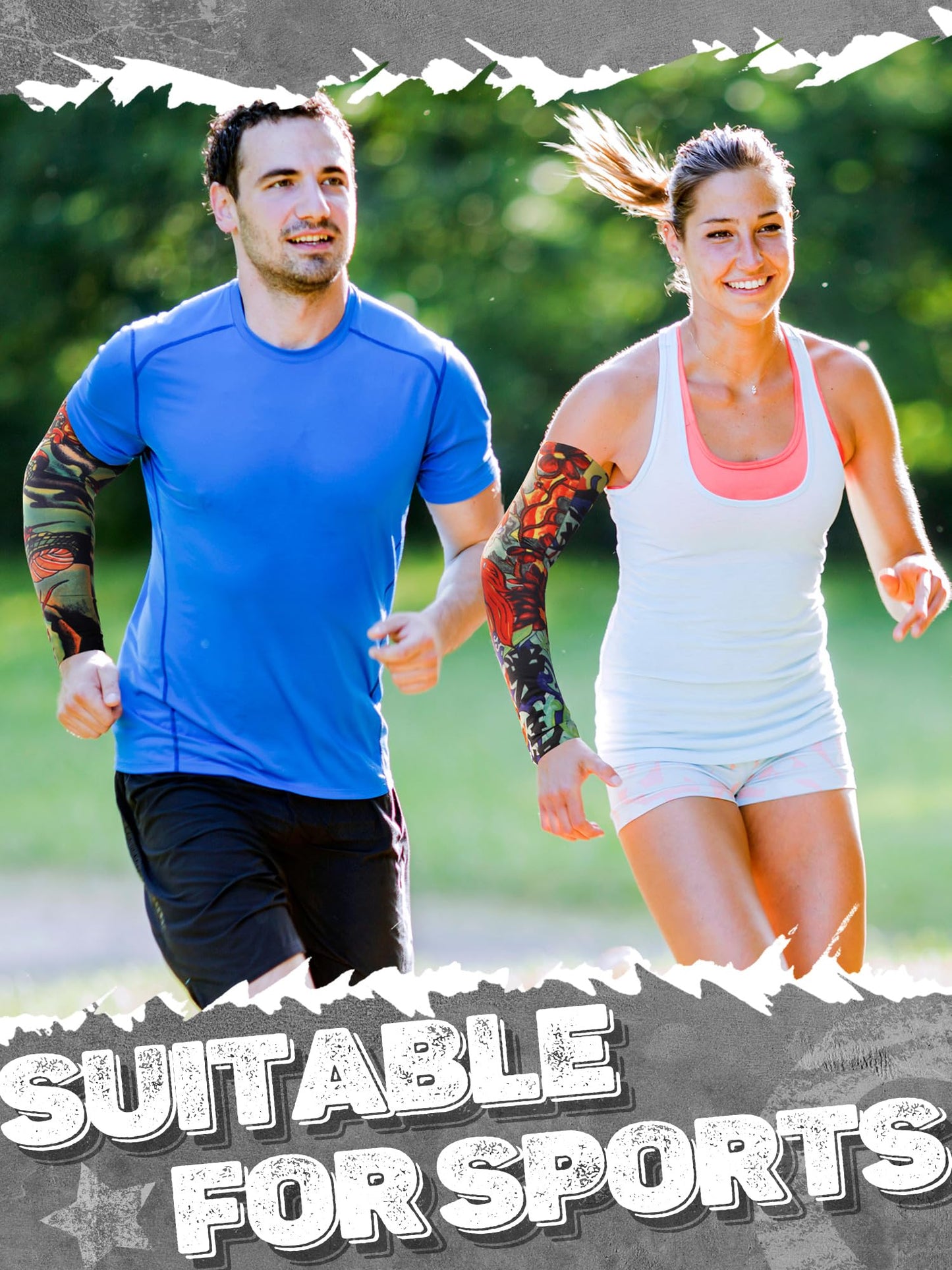 Geyoga 12 Pieces Tattoo Sleeves Set Fake Arm Sleeves Cover Realistic Soft Elasticity Arm Protection for Men Women Working (Modern Pattern)