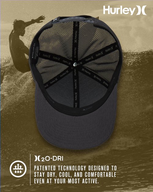Hurley Mens Trucker Hat - Moisture Wicking Curved Bill Trucker Hats for Men, Size One Size, Dark Smoke Grey