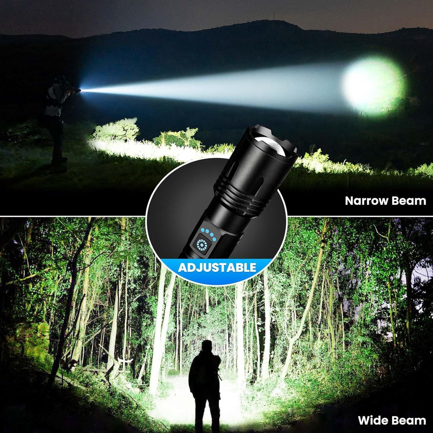 Rechargeable LED Flashlights 99,000 Lumens - 3 Pack Waterproof Handheld with 5 Modes