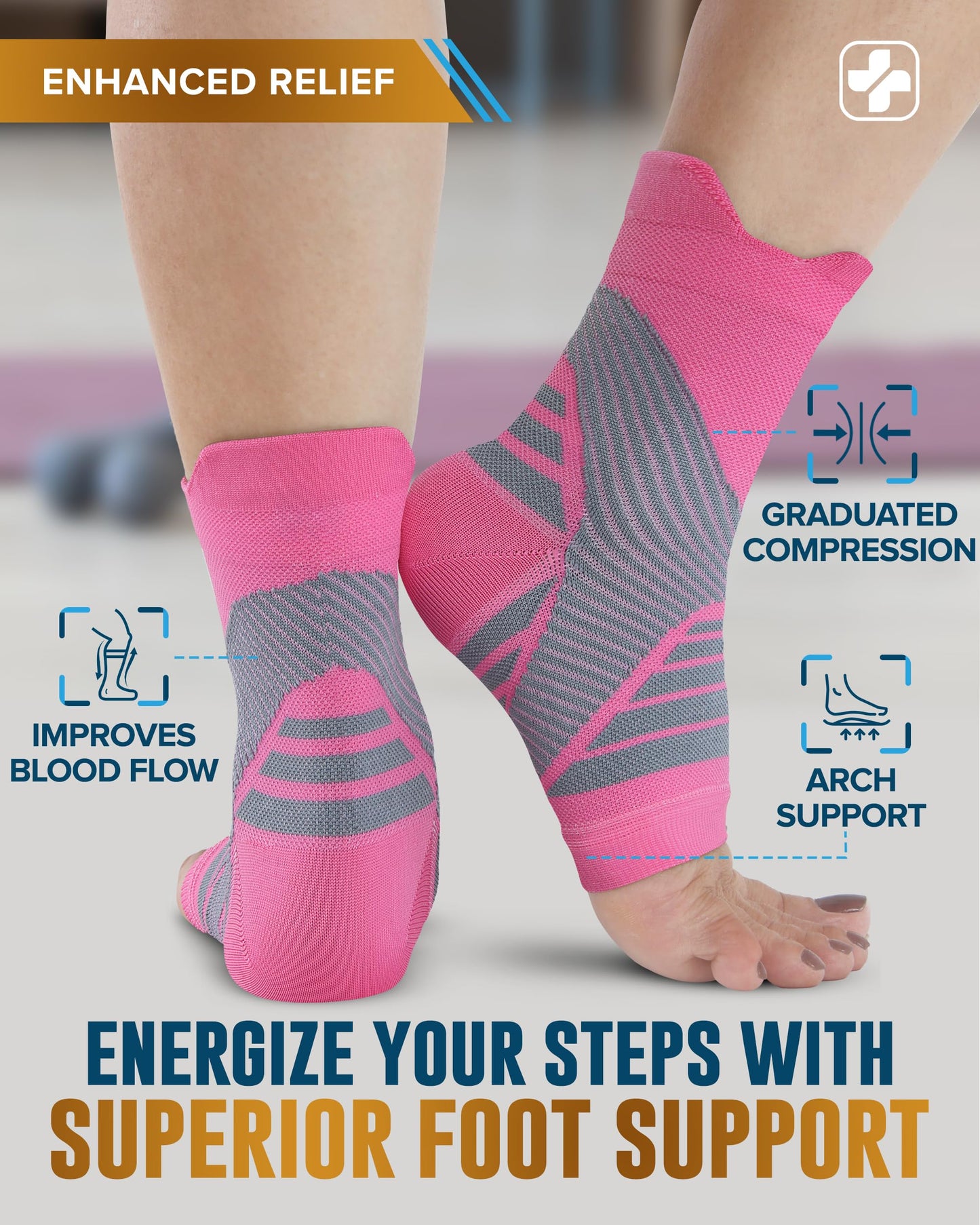 Doctor's Select Copper Ankle Sleeve - Copper Foot Compression Sleeve, Ankle Brace for Women, Compression Socks for Plantar Fasciitis Women, Sleeve for Sprained Ankle, Pink