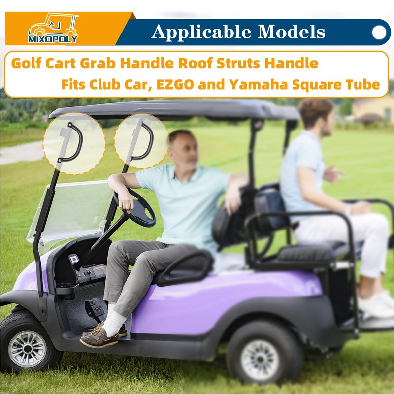 MIXOPOLY 2 Pack Golf Cart Grab Handle Roof Struts Handle Universal for Yamaha, EZGO, Club Car with Square Tube