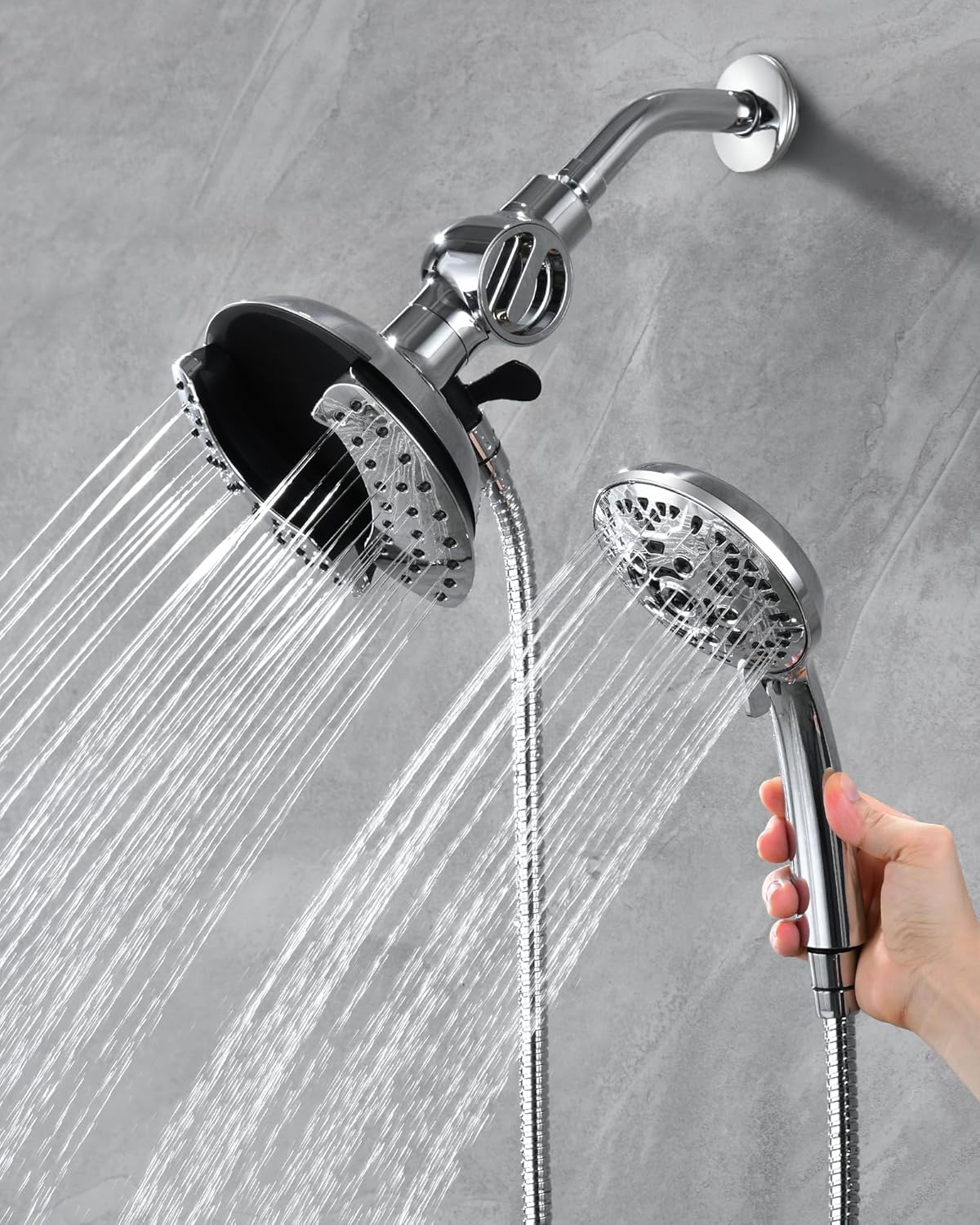 2.5GPM 7.2" Rainfall & Handheld Shower Head Combo with 60" Stainless Steel Hose
