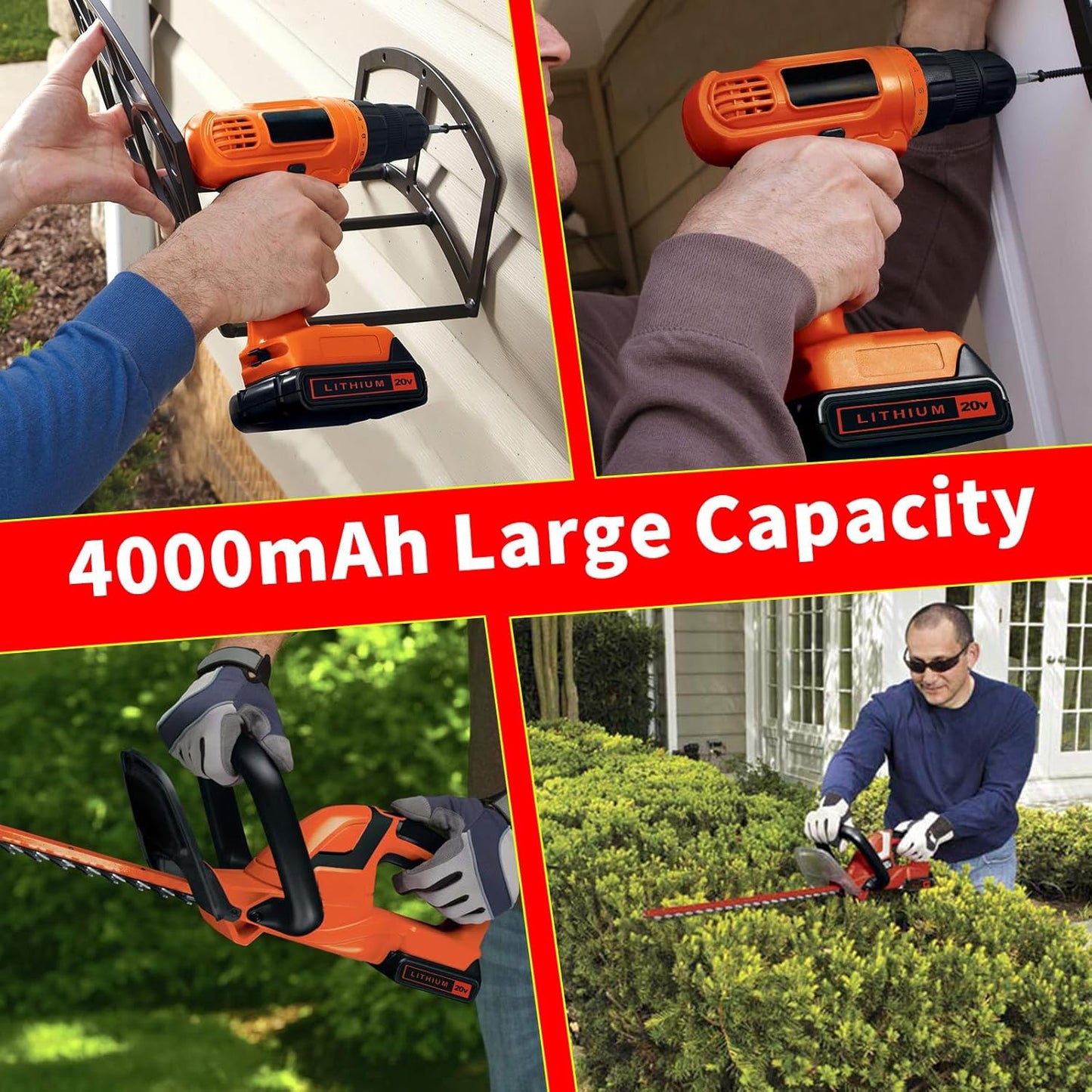 2-Pack 4.0Ah Lithium Replacement Battery for Black & Decker 20V Max Tools - Extended Runtime