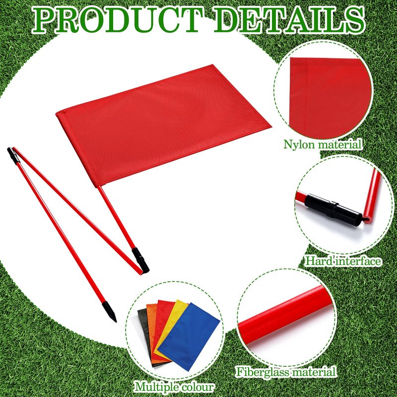 Motionchic 6 Set Golf Flag stick for Putting Green Golf Nylon Flags Pin Flags 3 Section Portable Putting Green Flagpoles for Backyard Practice Indoor Outdoor