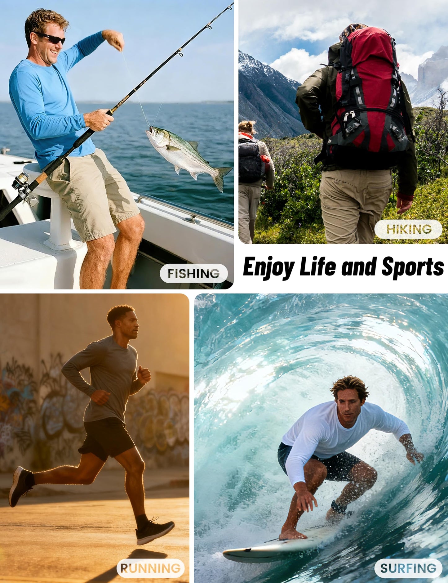 MAGCOMSEN Men's Sun Protection Shirts UPF 50+ UV SPF Long Sleeve Dry Fit Shirt Workout Athletic Fishing Running Rash Guard White L