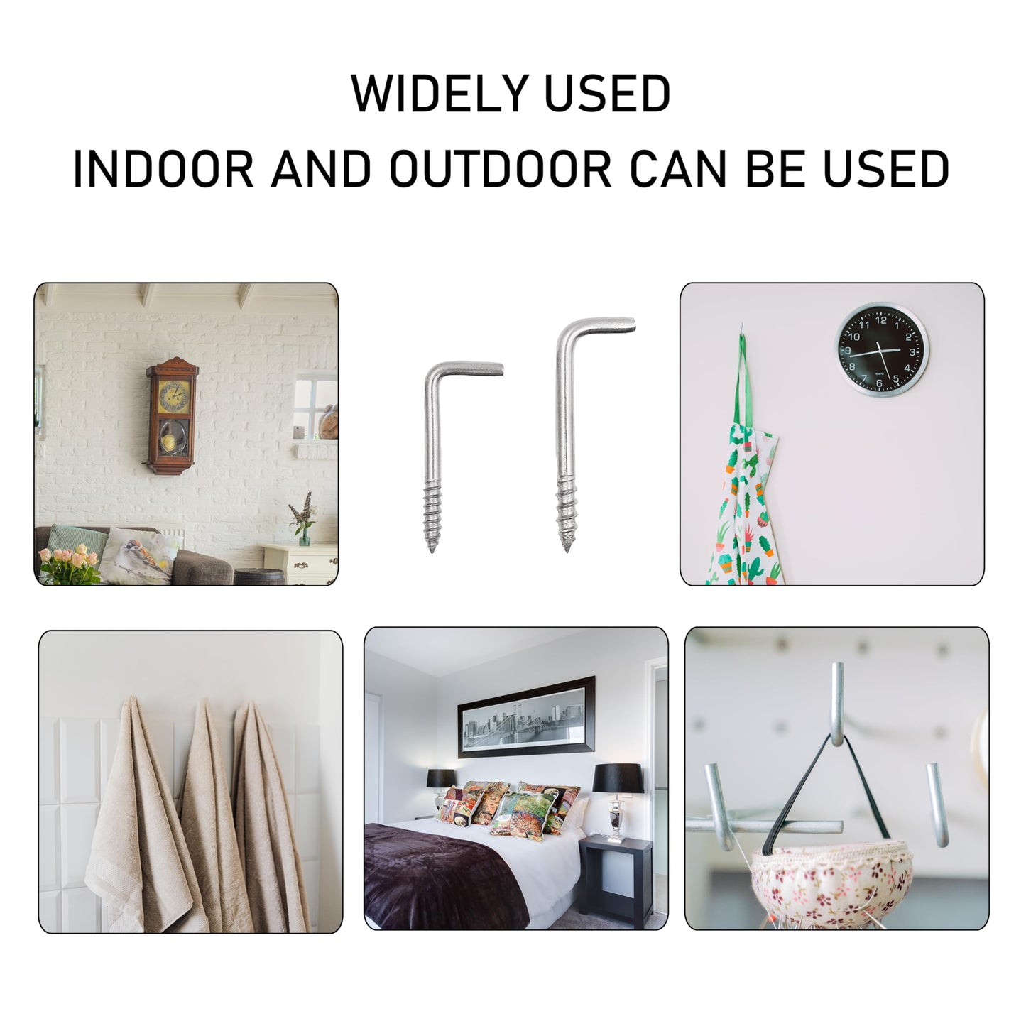 soimuk 304 Stainless Steel 2 in Screw-in Hooks 20 Pcs,7 Shape Screw Hooks,Right Angle Medal Hooks l Shaped Screw in Hooks for Hanging