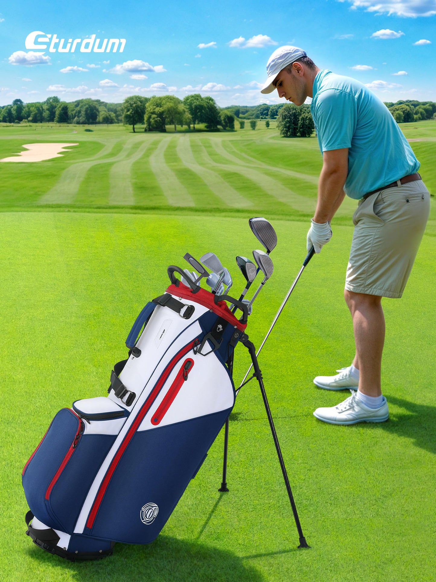 Sturdum 7 Way Golf Stand Bag, Lightweight Golf Bags for Men Women with Full-Length Dividers, Ergonomic Design, Weather-Resistant, Multi Pockets