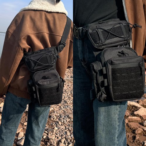 RooPoke Drop Leg Bag For Men Women Military Tactical Leg Pouch Motorcycle Scratch-resistant Tool Work Thigh Pouch Outdoor Activities Molle Pack For Metal Detecting Fishing Leg Bags