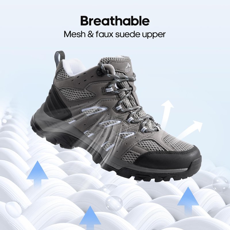 NORTIV 8 Women's Waterproof Hiking Boots Outdoor Trekking Mid Backpacking Mountaineering lightweight boots,Size 8,Dark Grey-Suede,SNHB2212W