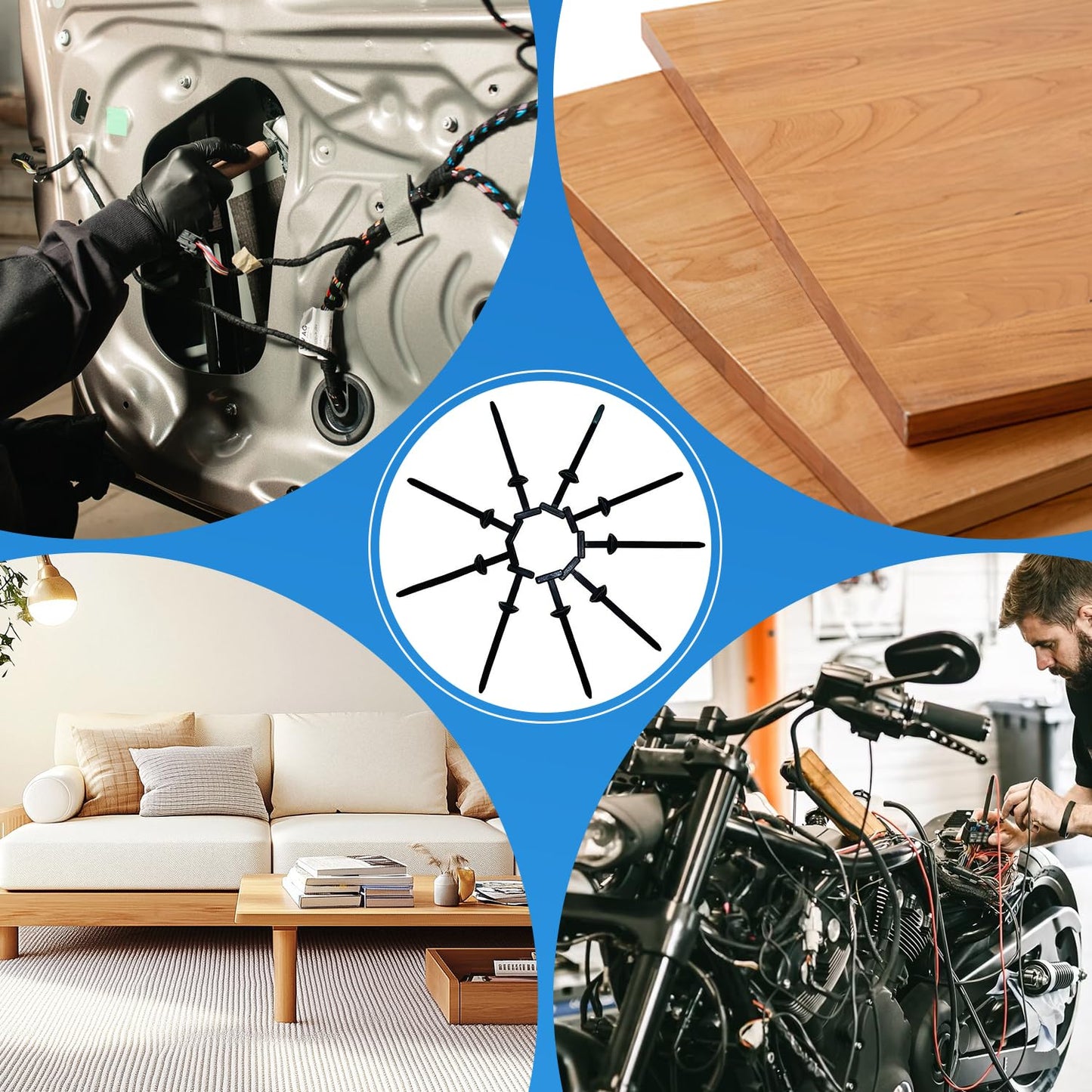 100Pcs Nylon Universal Cable Tie Buckle,2025 New Heavy Duty Self-Locking Nylon Zip Ties Holder,Multipurpose Plastic Cable Ties Tool for Car Daily Repair