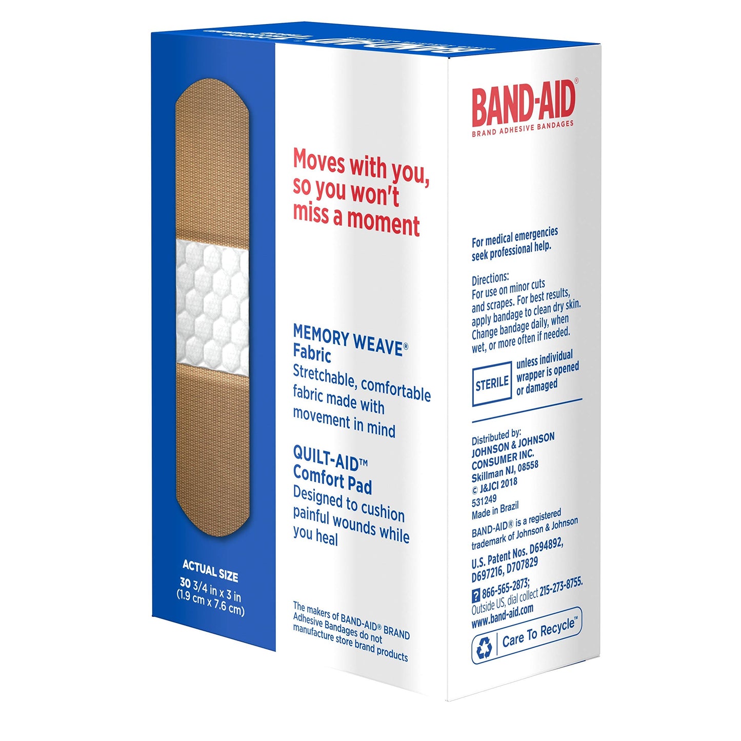 Band-Aid Brand Flexible Fabric Adhesive Bandages for Wound Care and First Aid, All One Size, 30 ct