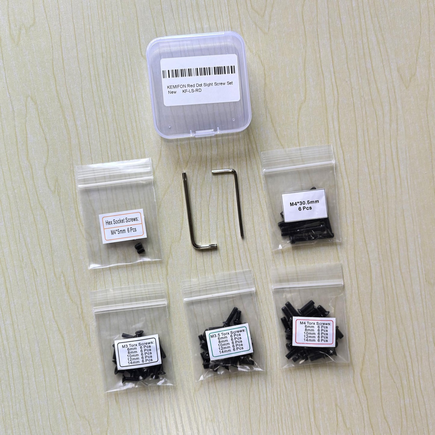 KEMIFON Red Dot Sight Screw Kit M3/M3.5/M4 Torx Anti-Stripping and M4 Hex Screws, 6 Pcs Each Spec, Carbon Steel
