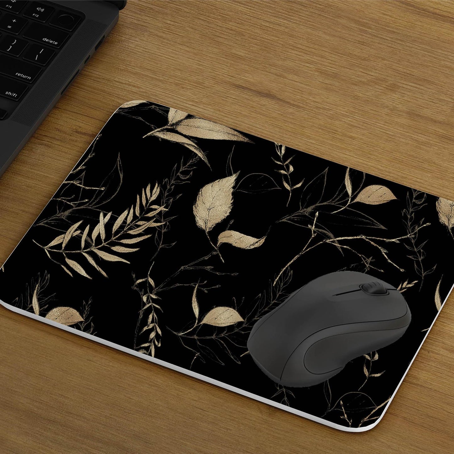 Akodm Black and Champagne Gold Leaf Wallpaper Peel and Stick Botanical Vintage Contact Paper for Cabinets Drawers Bathroom Removable Self Adhesive Thick Vinyl Waterproof Luxury Wallpaper 17.7"x70.8"