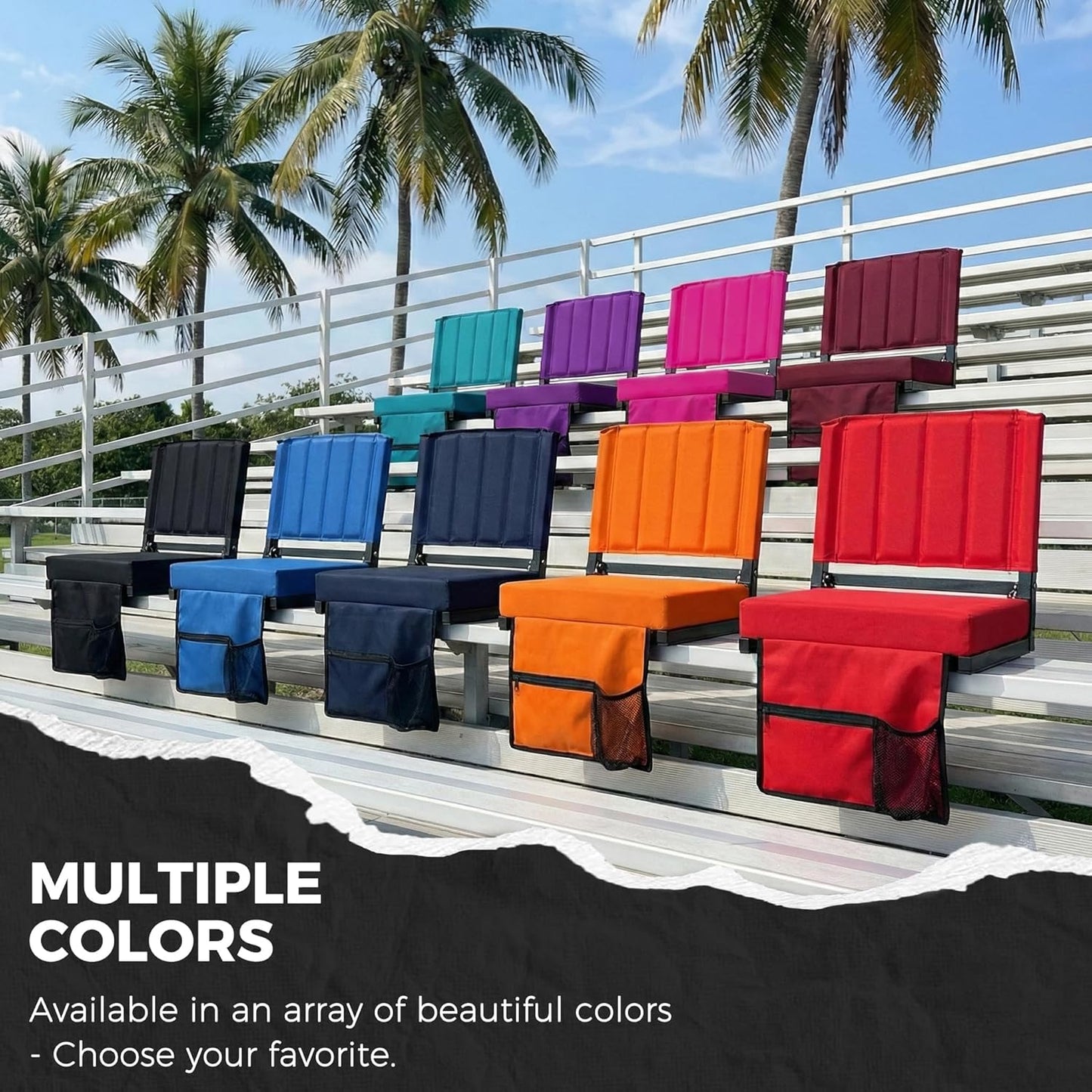 Sport Beats Stadium Seats - Comfortable Bleacher Chair with Back Support & Cushion | Pink, 1pc, 17" W x 12" D x 16.5" H